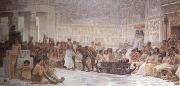 Alma-Tadema, Sir Lawrence Edwin Long,An Egyptian Feast (mk23) oil painting reproduction